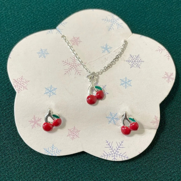 Jewelry - NWOT Cherry Earring and Necklace Set